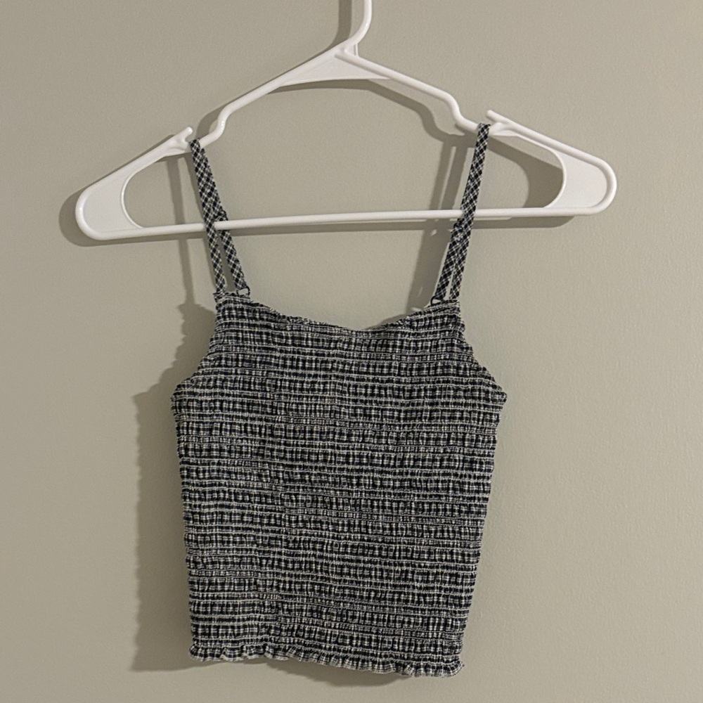 Brandy Melville Gingham Smocked Cropped Tank Top